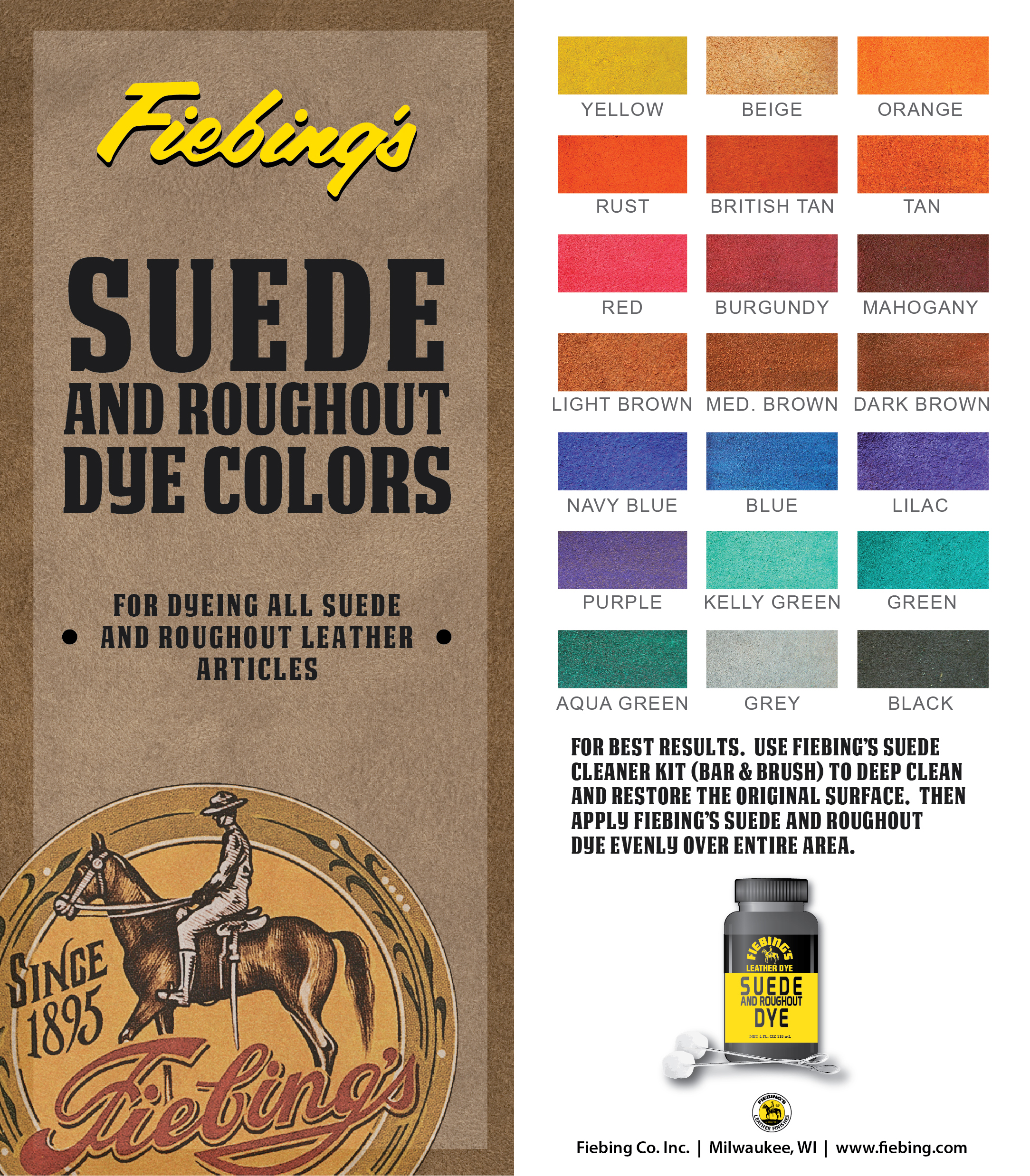 Fiebing's Black Suede Dye (4oz) - Brightens and Restores Roughout Leather  Shoes - Remains Flexible When Dry, Won't Crack or Peel - Dye is Permanent